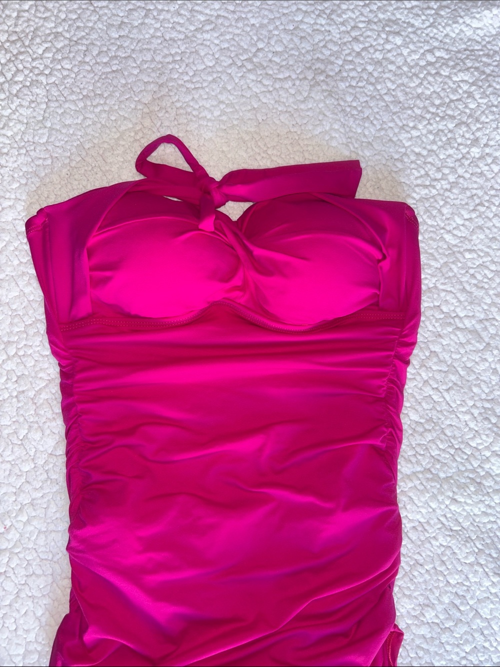 Lauren Ralph Lauren Fuchsia Strapless Ruched One-Piece Swimsuit - Picture 5 of 6